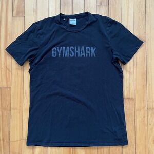 Gymshark Mens Medium T-Shirt Black Logo Short Sleeve Cotton Blend GMST3488-BK